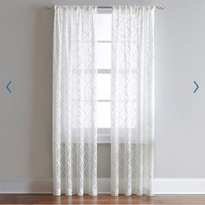 SET OF 2 PANELS White sheer curtains wavy design